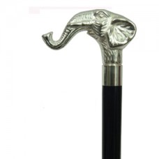 40111S SILVER ELEPHANT WITH MAPLE WOOD STICK
