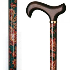 60103. FLORAL WOOD STICK/GREEN PAISLEY